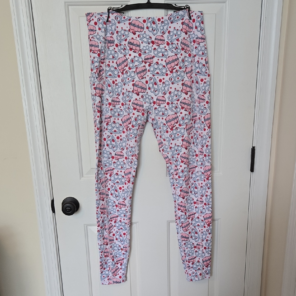 Grrrl Women's Brass Knuckles White Patterned Leggings
